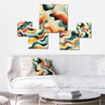 thumbnail image 2 of Designart "Reviving Waves In A Modern Way" Geometric Wall Art Set Of 5 - Teal Mid-Century Living Room Metal Art Set, 2 of 6