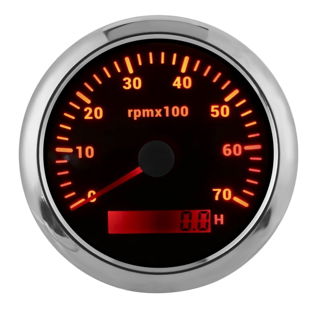 Tacho Meter, 7 Color Backlight 9-32V DC Pointer Tachometer High Accuracy 0-7000rpm For Yachts For Cars White,Black