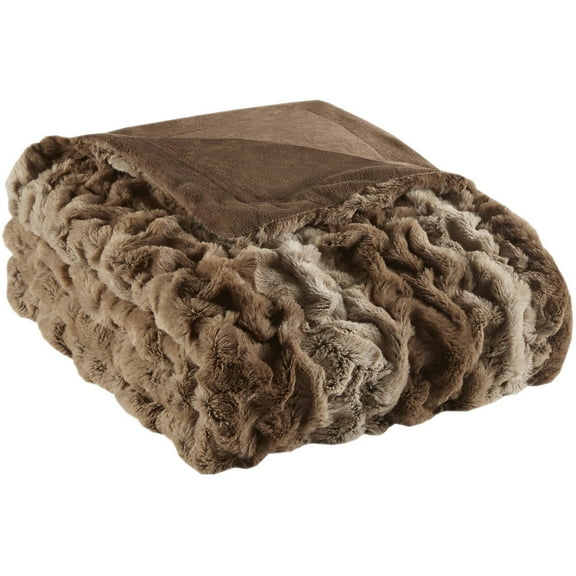 Home Essence Ruched Fur Throw