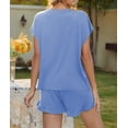 thumbnail image 3 of Loritta Pajamas Set for Woman Short Sleeve for Woman 2 Piece Round Neck Summer Lounge Set,S-2XL, 3 of 6