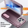 thumbnail image 4 of for iPhone 13 Pro Case with Kickstand, [10FT Military Drop Protection] Rugged Heavy Duty Hard PC+Soft Silicone Rubber Bumper Hybrid Triple-Layer Case for iPhone 13 Pro, Purple+Pink, 4 of 7