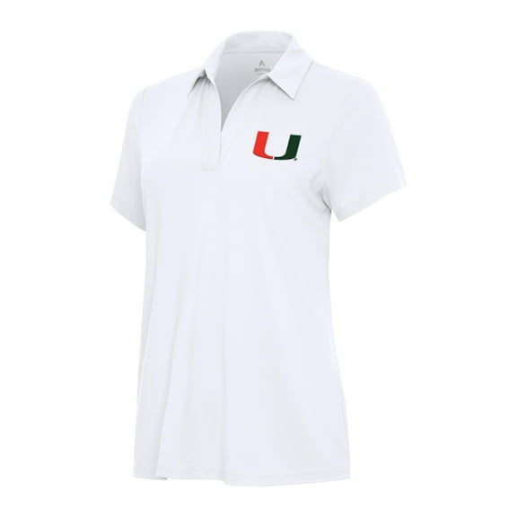 Women's Antigua White Miami Hurricanes Era V-Neck Polo