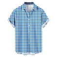 thumbnail image 4 of COSFO Plaid Mens Button Down Shirts Summer Short Sleeve Beach Shirt Loose Fit Vacation Collared Casual Men's Shirts, 4 of 7