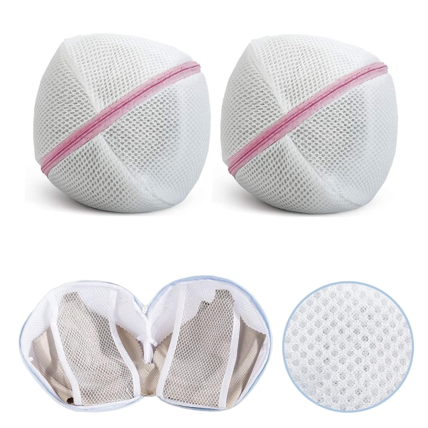 Scheam 2 Pcs Large Size Bra Wash Bags, Mesh Bra Laundry Bags with Premium Zipper, Wash Mesh Bag