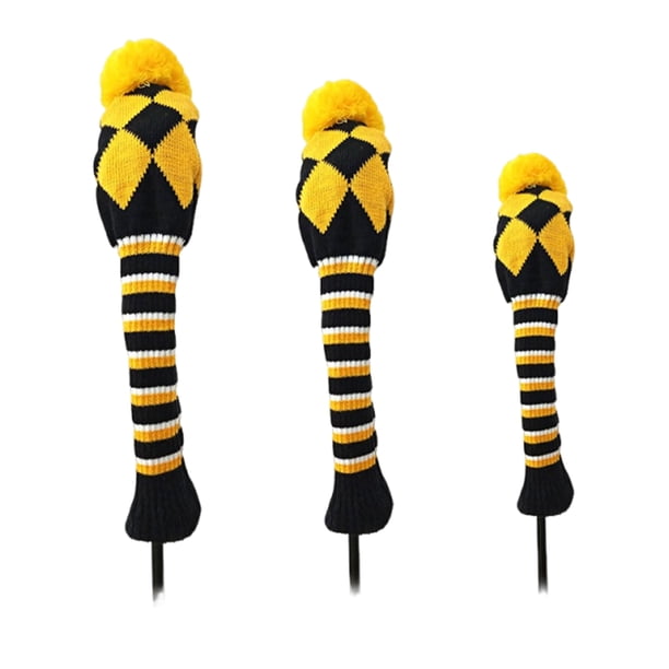 Advancent Funda de tres piezas para palos de golf, antigruesa, de punto, de hilo, ideal para mujeres, portátil, amarilla. Golf amarillo