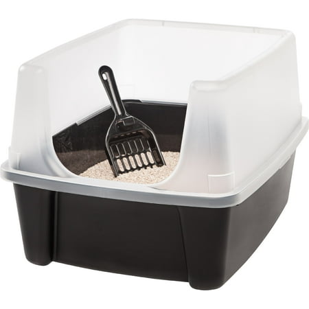 IRIS Open-Top Cat Litter Box with Shield and Scoop, (Best Diy Litter Box)