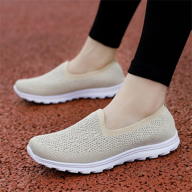 TOWED22 Walking Shoes Womens Walking Shoes Fashion Sneakers Jogging Slip On Athletic Running Workout Casual Sports Shoes for Travel Work Beige 7