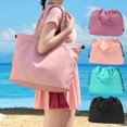 thumbnail image 1 of Bolso grande de playa a prueba de arena con cremallera - Bolsa plegable impermeable para mujeres, piscina, gimnasio y viajes, 16,14"L x 12,59"H, 1 of 7