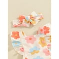 thumbnail image 6 of Aojekbee Baby Girls Summer Romper Flying Sleeve Tiered Ruffle Floral Romper with Headband, 6 of 10