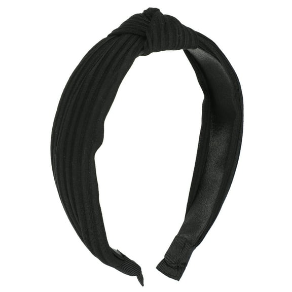 Unique Bargains Textured Cotton Knot Headband Soft Hairband for Women 1.3 Inch Wide Black