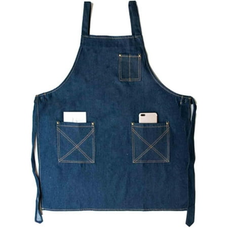 

Denim Aprons for Women with Pockets Work Apron for Men Barista Apron Denim Sleeveless For Cooking Artists