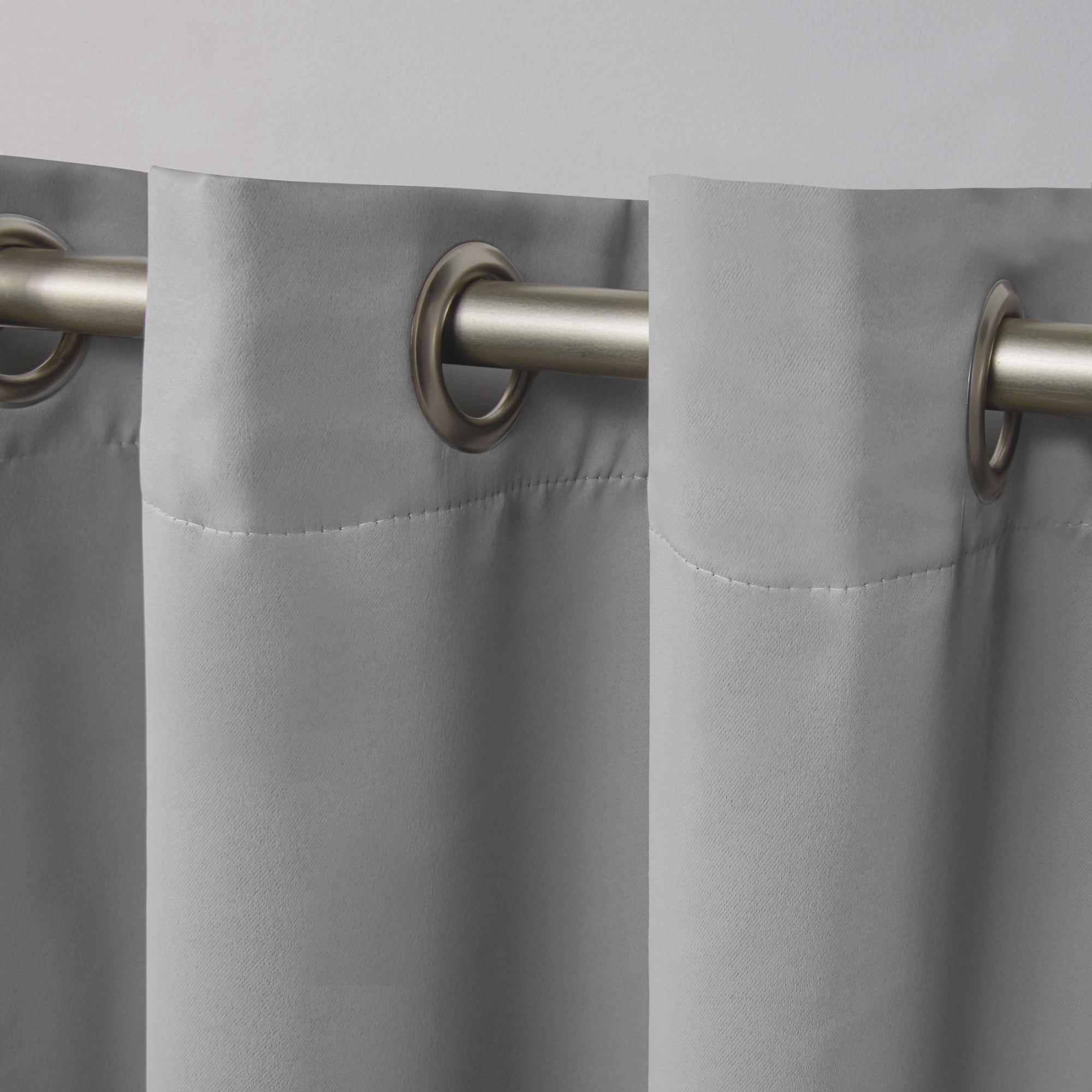 Exclusive Home Sateen Twill Woven Room Darkening Blackout Grommet Top Curtain Panel Pair, 52"x108", Veridian Grey