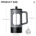 thumbnail image 2 of French Press Coffee Maker 34 oz/ 4 Cup Coffee Tea Press with Heat-resistant Borosilicate Glass 4-Level Filtration Systems Cold Brew Coffee Maker for Camping Travel Gifts Grey and Black, 2 of 6