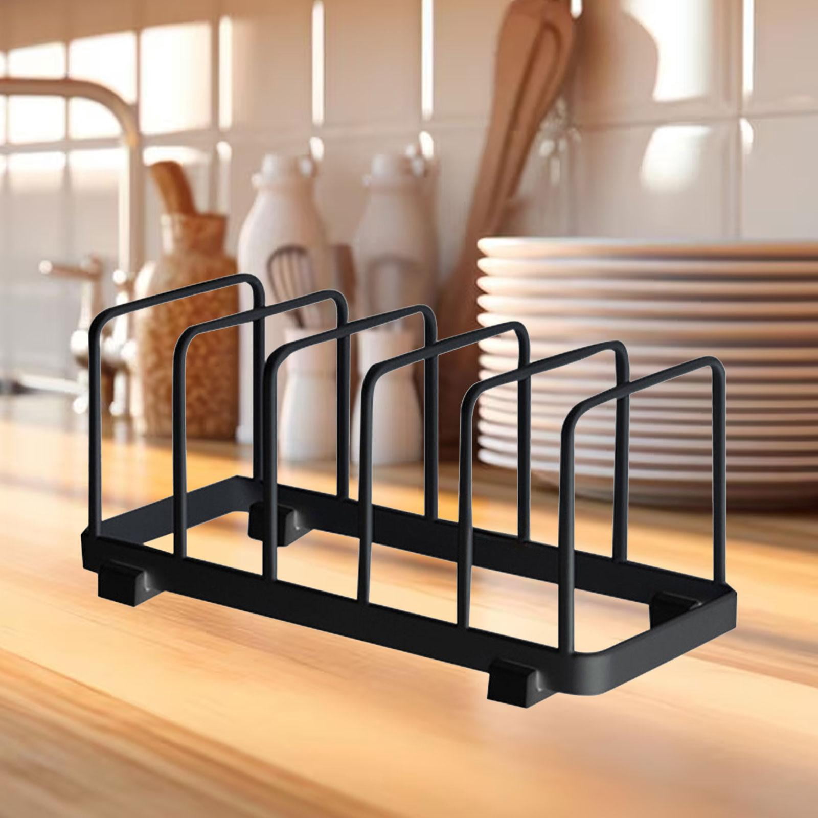 Fiocias Dish Storage Rack Dish Drying Rack 5 Grid Multifunctional Bakeware Serving Tray Black