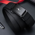 thumbnail image 3 of Men Business Casual Luxury Brand Simple Wild Style Automatic Buckle Waistband Weave Waist Band Canvas Strap Nylon Braided Belt KHAKI, 3 of 8