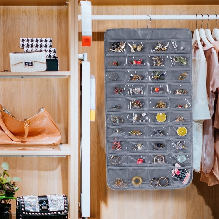 BEVTEE Hanging Jewelry Organizer, 80 Pockets, 2-Pack Gray photo 6