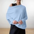 thumbnail image 3 of Ediodpoh 2025 Spring Women Boat Neck Long Sleeve Soft Knit Loose Oversized Baggy Pullover Top Womens Sweaters Light Blue, 3 of 4