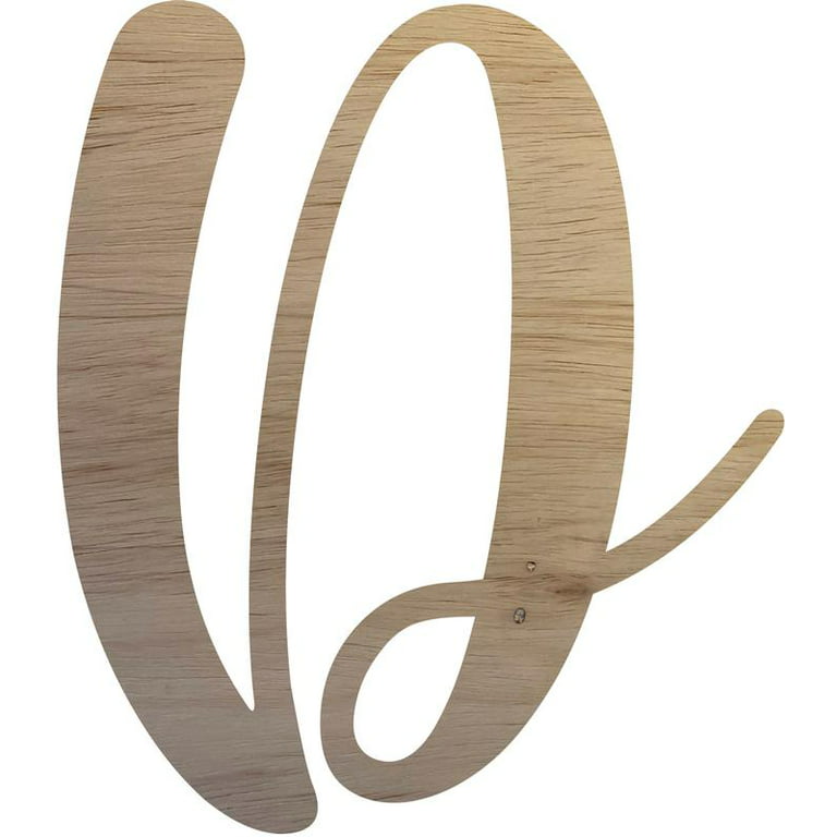 Wooden Letter Cursive V, Unfinished 8'' Craft Wood Letter, Paintable DIY