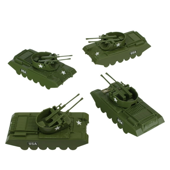 BMC Classic Payton Anti-Aircraft Tanks - 4pc OD Green Plastic Army Men Vehicles