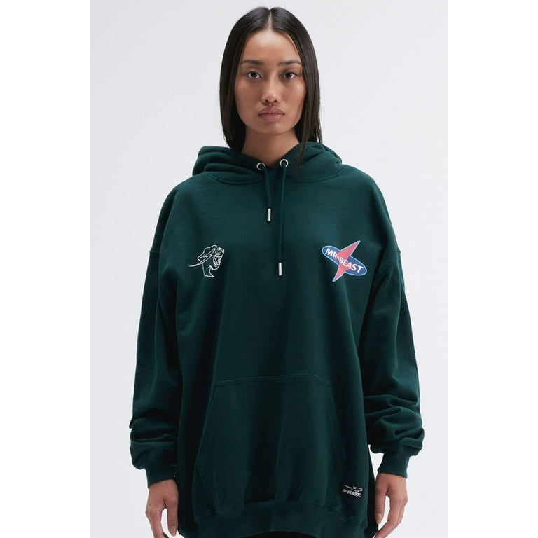 MrBeast Essential Green Lightning Hoodie Heavy Weight 100 Cotton Walmart