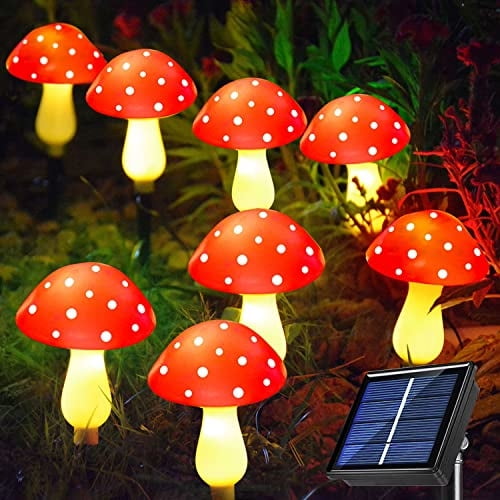 Luces Solares de Hongos Rojos Windpnn para Decoración de Jardín