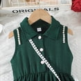 thumbnail image 5 of EnJoCho Girls Summer Dress Pearl Turn Down Collar Boho Beach Tank 𝖲undress Casual Smoc𝗄ed Tiere𝖽 Maxi Dresses 2-8 Years, 5 of 7