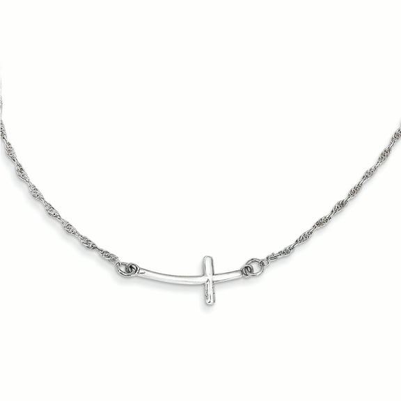 Sterling Silver Small Sideways Cross Necklace