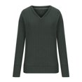 thumbnail image 3 of Women V Neck Long Sleeve Shirts Casual Fall Tops Light-Weight Tunic Sweaters Fashion Tops 2025 Dark Green XL, 3 of 5