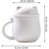 Ceramic Tea Cup With Infuser And Lid For Steeping Loose Leaf, Cute Lucky Cat