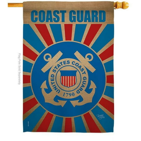 Breeze Decor  28 x 40 in. Coast Guard House Flag with Armed Forces Double-Sided Decorative Vertical Flags Decoration Banner Garden Yard Gift