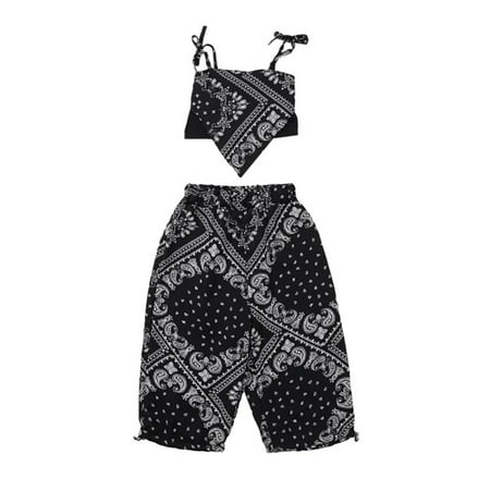 

WUXIAN Kids Toddler Baby Girls Autumn Summer Print Cotton Sleeveless Vest Pants Set Trousers Infants Children Comfort Dailywear