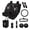 Black - Sheep Skull, variant on Rose Butterfly Print Car Front Rear Seat Covers with Steering Wheel Cover Safety Belt Pads Inside Rearview Mirror Cover Trash Bag Cup Coasters Key Chain and Lipstick Keychain