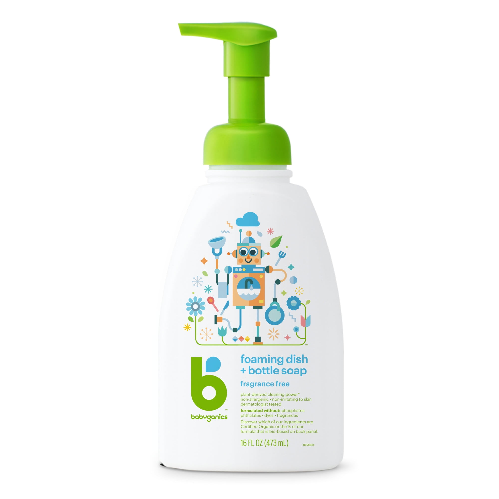 (2 pack) Babyganics Foaming Dish Soap, Pump Bottle, Fragrance Free, 16 fl oz