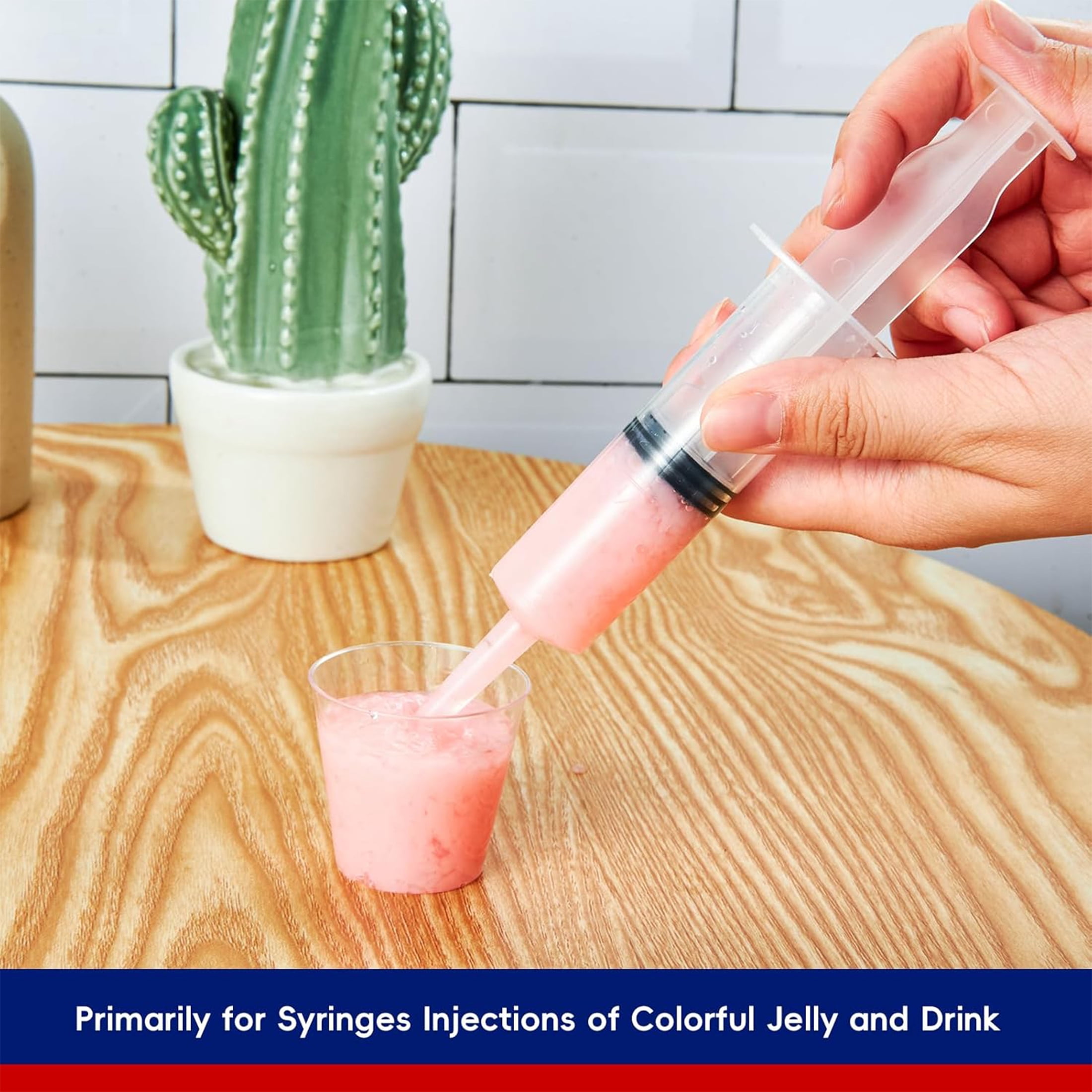 JOLLY CHEF 50Pieces 1.5 oz Clear Plastic Jelly Syringes Shot