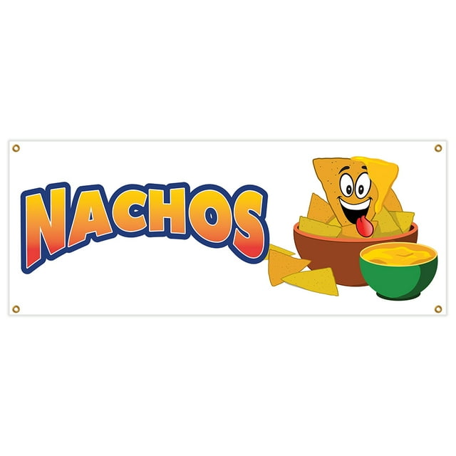 Nachos Bannière 18 Pouces X 48 Pouces Bannière en Vinyle Robuste 13 Oz avec Illets Simple Face