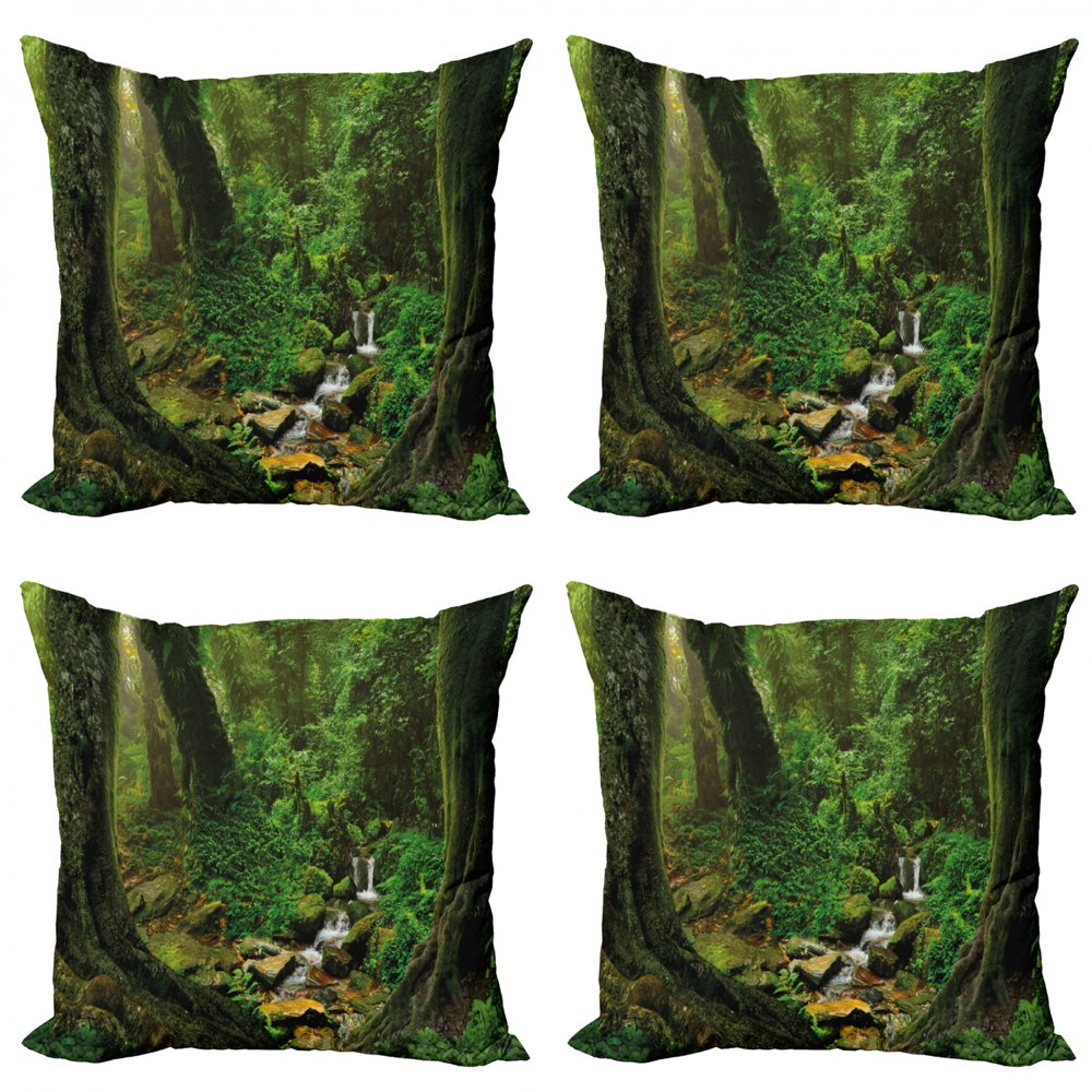 Nature Throw Pillow Cushion Case Pack of 4, Wonderland Forest Nepal