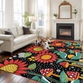 thumbnail image 2 of 6'x9' Area Rugs, Vintage Sunflower Indoor Outdoor Area Rug for Living Room Bedroom, Boho Retro Summer Botanical Black Washable Bathroom Rugs Kitchen Floor Carpet Mats Home Decor Aesthetic, 2 of 8