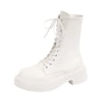 thumbnail image 2 of Viluyesy Womens Combat Boots Platform Lace Up Round Toe Faux Leather Comfortable Walking Casual Shoes White Size 5, 2 of 9