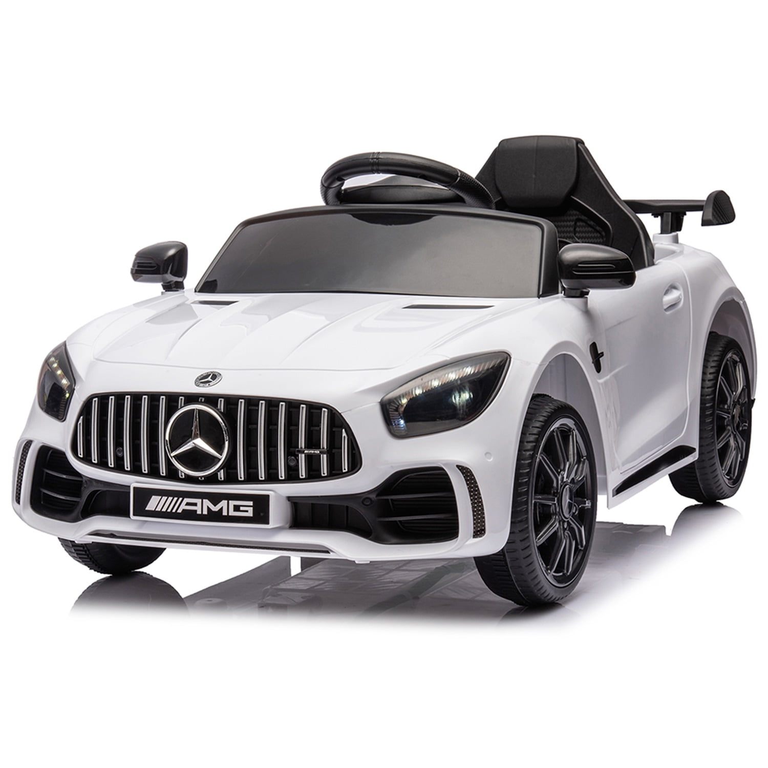 CIPACHO Licensed Mercedes-Benz AMG GTR Dual drive 12V Powered Ride Ons Sports Car with 2.4G Remote Control, White CIPACHO Licensed Mercedes-Benz AMG GTR Dual drive 12V Powered Ride Ons Sports Car with 2.4G Remote Control, White