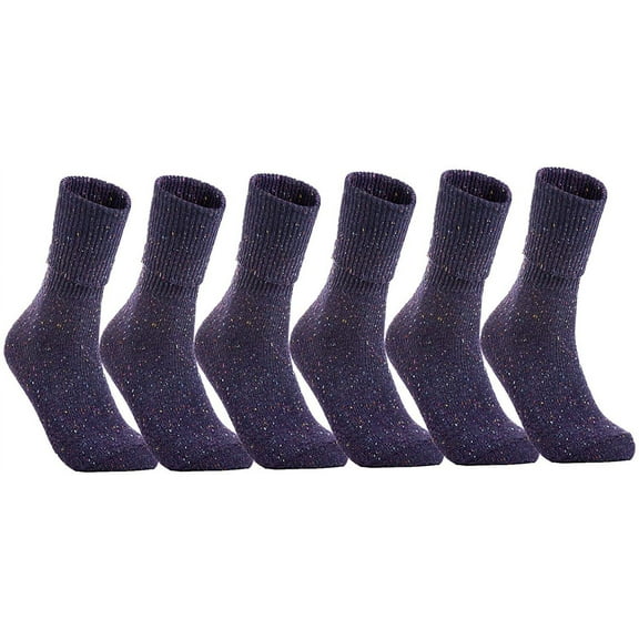 LLS Big Girl's 6 Pairs Wool Knee High Crew Socks Size L (Purple)