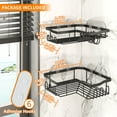 thumbnail image 4 of LEFEE Corner Shower Caddy with Shampoo Holder, 2-Pack Shower Organizer Shower Storage Shelf with 11 Hooks, No Drilling Rust Proof Stainless Steel Shower Basket Shelves with 6 Pack Adhesives.(Black), 4 of 7