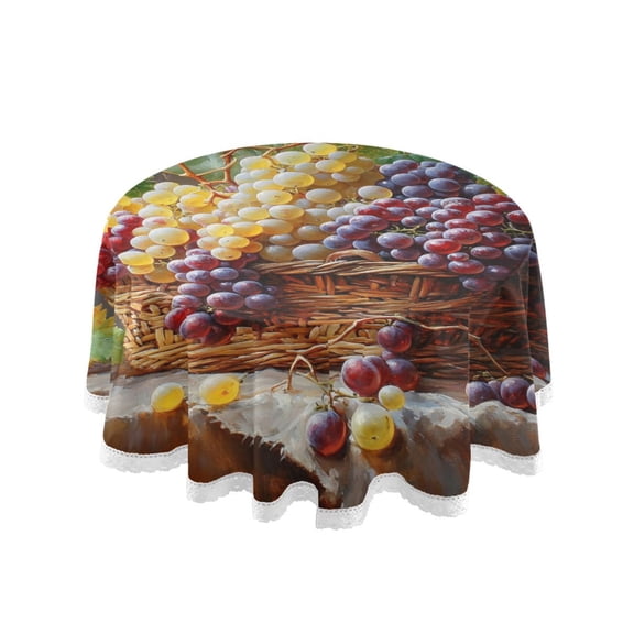 YAZAOO Round Tablecloth Grapes Pattern Pattern Tableclothes