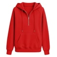 thumbnail image 6 of Womens Raglan Hoodies Half Zip Up Drawstring Long Sleeve Sweatshirts Fall Loose Casual Hooded Sweatshirts with Pocket, L, 6 of 6