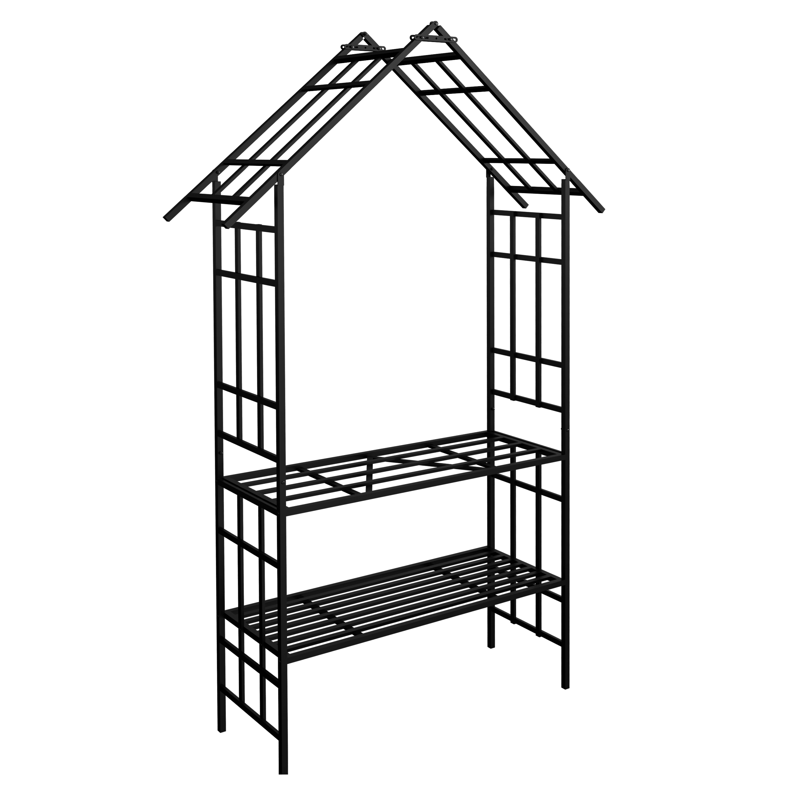 Miniyam Outdoor Garden Arbor Bench, Metal Arch Trellis for Climbing Plants, Powder-Coated Steel, 58"W