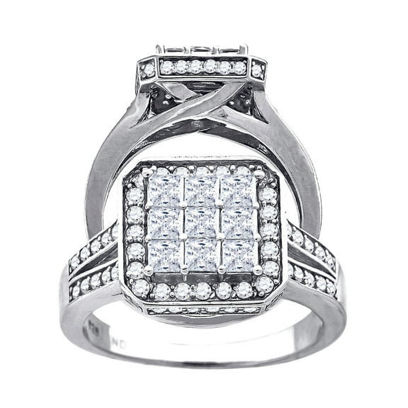 925 Sterling Silver Womens Princess Cut Cubic Zirconia Square Head Engagement Ring Size 7 Engagement Ring for Women