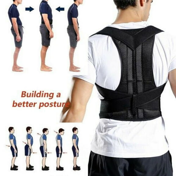 Visland Unisex Men Women Posture Corrector Adjustable Low Back Support Shoulder Brace Belt Gym