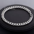 thumbnail image 4 of 7MM Necklace Bracelet Set Curb Cuban Link Stainless Steel Chain Silver For Men, 4 of 8