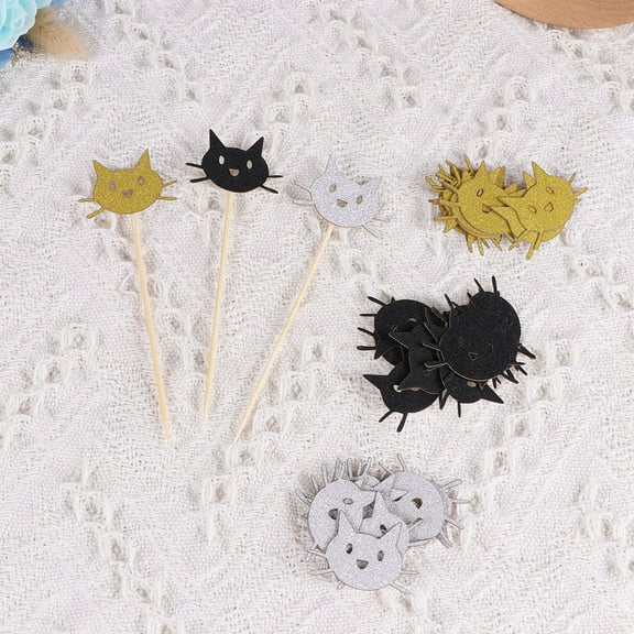 WHAMVOX 36pcs Lovely Cat Cake Toppers Cake Picks Cupcake Decor Party Supplies for Wedding Birthday Festival (Random Color)