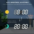 thumbnail image 3 of ZHAOCHENG Reloj de pared digital LED 3D Reloj despertador luminoso grande Función de repetición silenciosa Brillo ajustable 12/24 Hora Fecha/Temperatura Visualización Oficina Cocina Sala de estar Dorm, 3 of 5
