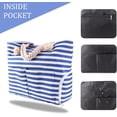 thumbnail image 4 of Yorcoten Extra Large Women Beach Tote Bag with Multiple Pockets ,Newest Waterproof Sandproof Handmade Tote Bags for Travel Vacation Gifts Summer Pool Essentials Shoulder Crossbody Handbag Blue Stripe, 4 of 6